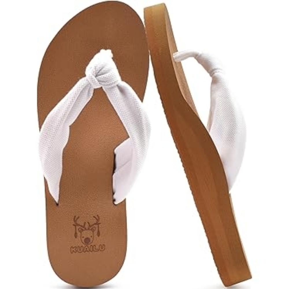 Chic White and Tan Sandals